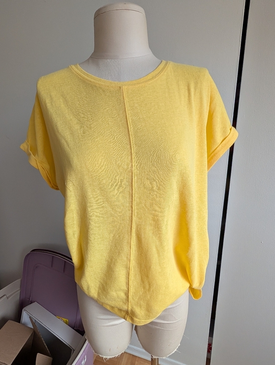 Alison Sheri Tops - Sunny Yellow Rolled-Sleeve Short Sleeve Tee